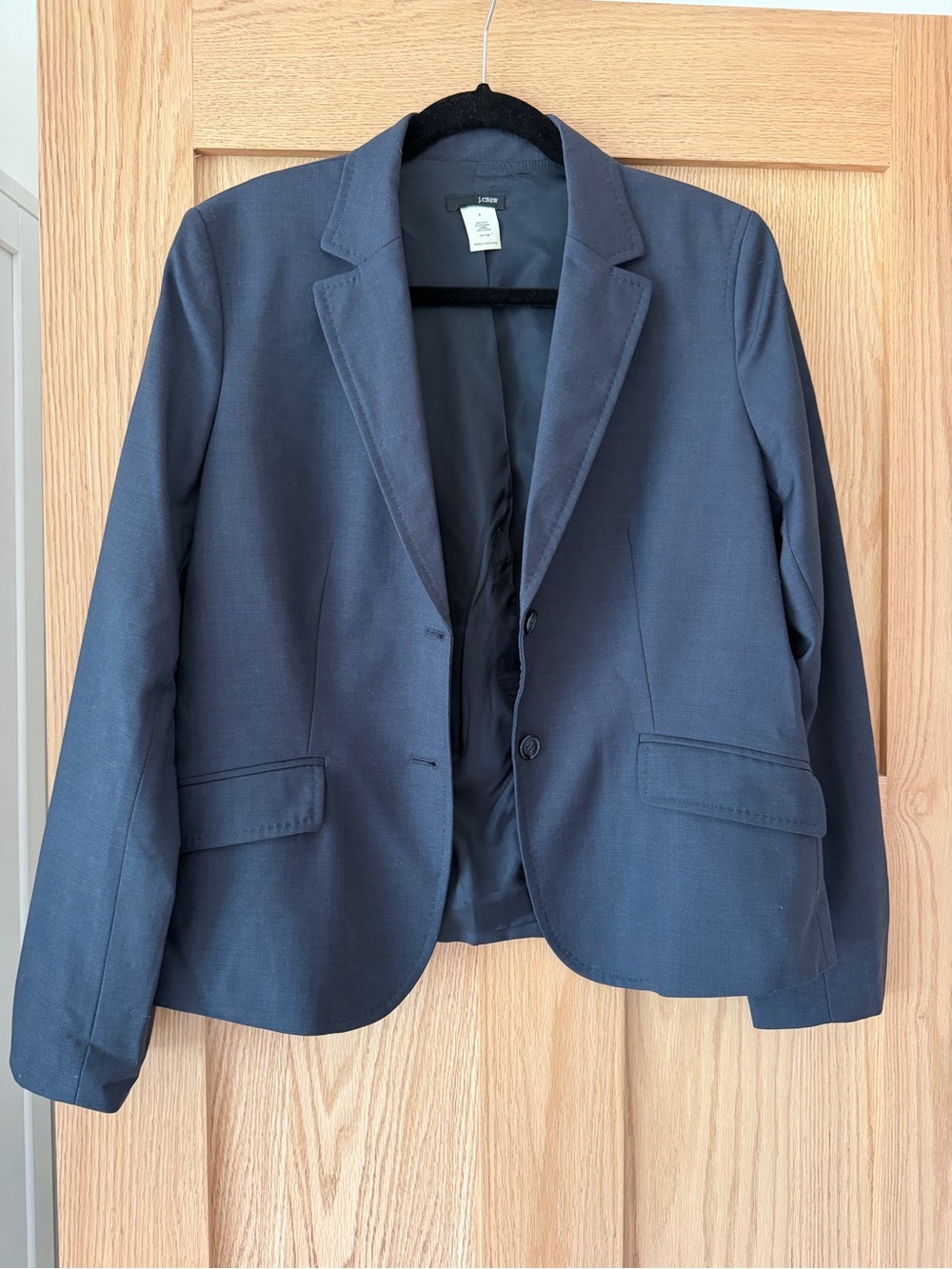 Vintage J. Crew Women's Dark Navy Two-Button Wool Blazer